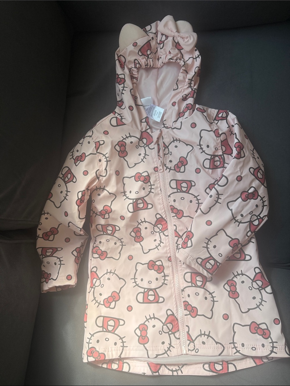 Hello Kitty Pink Hooded Raincoat with Red Accents